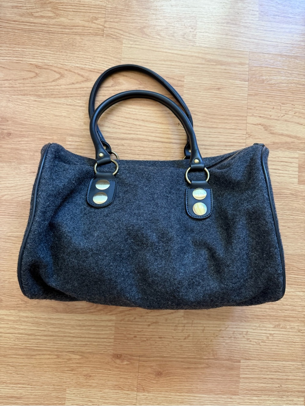 Classic Dark Gray Wool Duffle Handbag - Joe Fresh